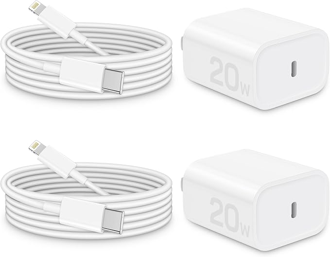 CXX Charger for iPhone 20W Fast Charging [MFi Certified, 2-Pack] USB-C PD Block & 6FT Cable Compatible with iPhone 14/13/12/11/Pro/Plus/Max/Mini/SE, iPad & More