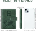 Personalized H Passport Holder Cover Initial Letter Travel Wallet RFID Blocking Passport Cover Credit Card Holder Case Passport Book Holders for Women and Men, Pine Green-H