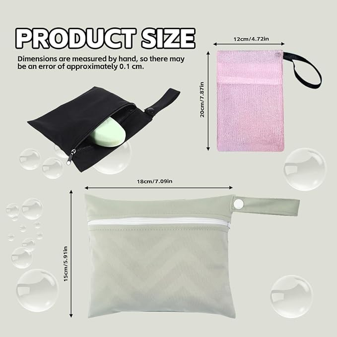 2 Pcs Travel Soap Bag, Travel Soap Case Leakproof & Waterproof, Quick Dry Bar Soap Pouch Travel Soap Container with 2 Pcs Foaming Nets, Portable Soap Bags for Shower Travel Camping - Black & Grey