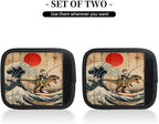 2 Pack Luggage Handle Wrap with Travel Tags - Non-Slip Protective Cover Soft Handle Grips Covers for Suitcase(Funny Cat Fishing Wooden)
