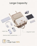 LOVEVOOK Laptop Backpack for Women with Giant Tumbler Holder Pocket, 15.6 inch Travel Work Backpack Purse for Nurse Teacher, Waterproof School Bag College Bookbag Cute Casual Daypack for Girls Khaki
