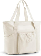 BAGSMART Foldable Tote Bag with Drawstring Bag, Tote Bag Shoulder Bag Top Handle Handbag for Travel, Work, Beach, Gym