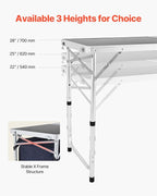 VEVOR Camping Kitchen Table, Folding Outdoor Cooking Table, 3 Adjustable Height, Aluminum Lightweight Portable Cook Station with Storage Organizer, Carry Handle, for BBQ Party Picnic RV Travel, Blue
