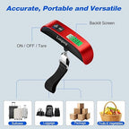 Digital Hanging Luggage Scale with Backlit for Travel, Portable Handheld Suitcase Weight Scale with Hook, 110 Pounds, Battery Included
