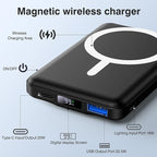 AOGUERBE for MagSafe Portable Charger, 10000mAh Magnetic Power Bank 22.5W Fast Charging, Mini Battery Pack Wireless with LED Display&Foldable Stand for iPhone 17/16/15/14/13/12 Series (Obsidian Black)