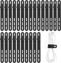 Oligei 25 Pcs Silicone Cable Ties, Cable Ties Reusable, High Elasticity Cord Wraps for Electrical Cords, Cord Organizer for Earphone, Phone Charger(Black)