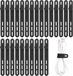 Oligei 25 Pcs Silicone Cable Ties, Cable Ties Reusable, High Elasticity Cord Wraps for Electrical Cords, Cord Organizer for Earphone, Phone Charger(Black)