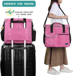 PetAmi Dog Travel Bag, Travel Pet Bag Organizer, Dog Food Travel Bag with Container Collapsible Bowls, Pet Travel Supplies Gift Accessories for Weekend Camping, Puppy Cat Diaper Bag, Pink Large