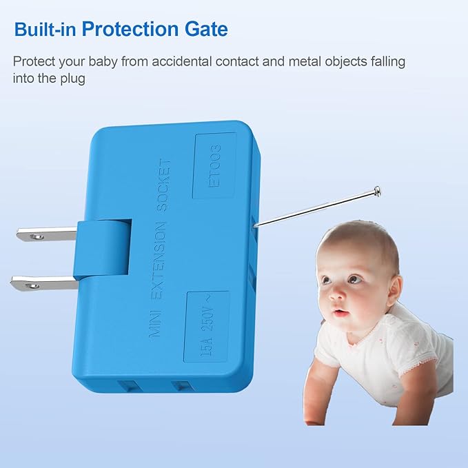 ETwinCoo 3 Way Flat Wall Outlet Extender, 2 Prong Mini Flat Wall Plug Adapter, Rotatable Flat Outlet Adapter(Easy Install & Safe), Type A,Multiple Color (6 Pack)