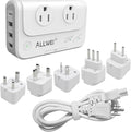 ALLWEI International Travel Adapter 220V to 110V Power Voltage Converter for Hair Straightener/Curling Iron, Universal Power Plug Adapter UK, US, AU, EU, IT, India (White)