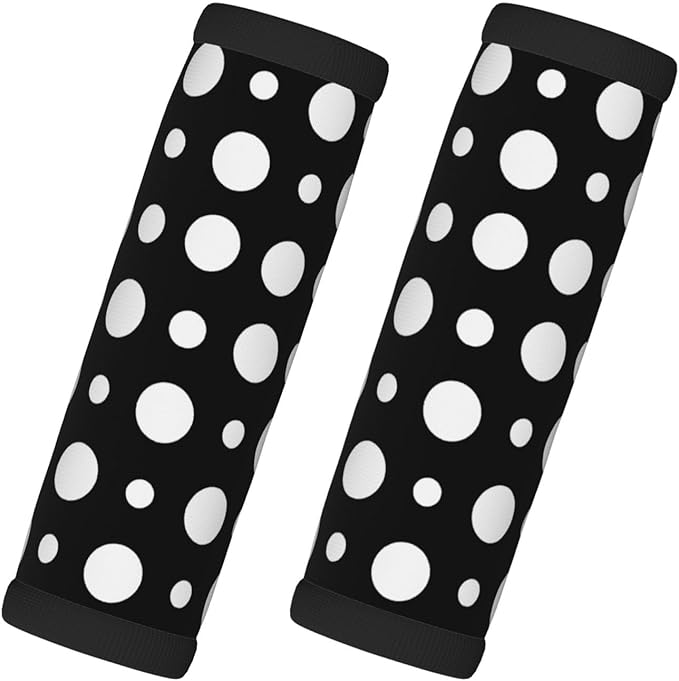 Black and White Polka Dot Print 2 Pack Luggage Handle Wraps for Suitcase Neoprene Travel Bag Handle Cover/Tags/Identifiers/Marker/Grips Travel Accessories for Airplane
