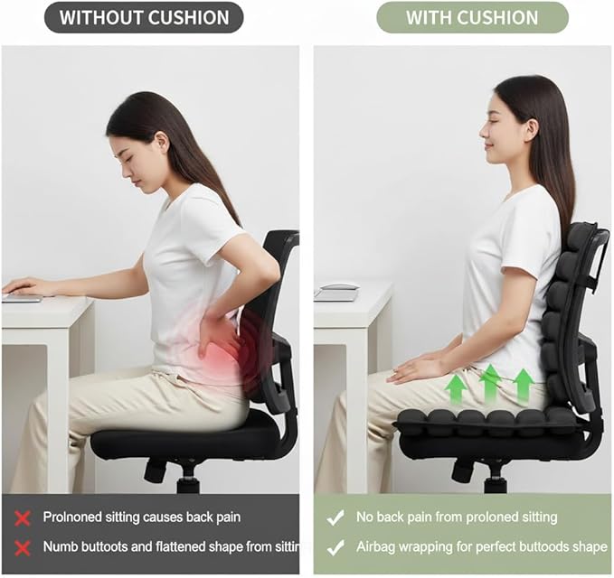 1Pcs Seat Cushion, Travel Cushion Airplane Seat - Inflatable Airplane Seat Cushion for Travel.Suitable for Long Distance Sedentary People to Use,Easy to Carry, 3D Inflatable Airbag is Ergonomic