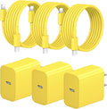 iPhone Fast Charger 3+3Pack 20W USB C Wall Charger with 6FT Fast Charging Cable Compatible with iPhone 14/13/12/11/Pro/Pro Max-Yellow