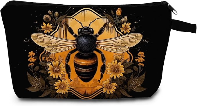 Bee Gifts for Women Small Zipper Pouch Bee Lover Birthday Gift Travel Makeup Bag