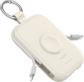 RORRY CharmGo Portable Charger, 5000mAh Portable Charger Power Bank with Built-in Cables, Travel Keychain Battery Pack for Apple Watch and iPhone Air/17/16/15/14/13/12, Starlight