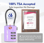 SURE LOCK TSA Approved Combination Luggage Locks with Open Alert Indicator – Durable Zinc Alloy Cable Travel Locks with Large Easy-Read Dials for Suitcases, Backpacks & Gym Bags(2, Purple 2 Pack)