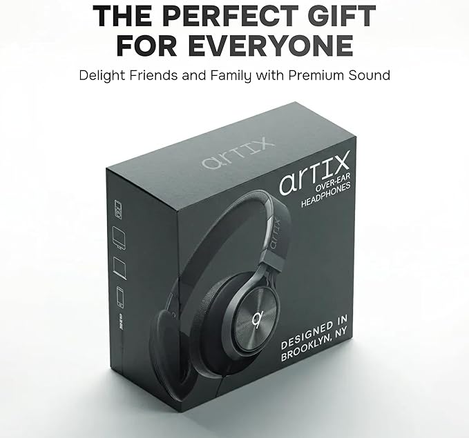 ARTIX Over Ear Headphones Wired with Microphone and Volume Control, Foldable Noise Isolating Headset with Deep Bass for School, Laptop, Computer, Chromebook, Tablet, Travel (3.5mm Jack)