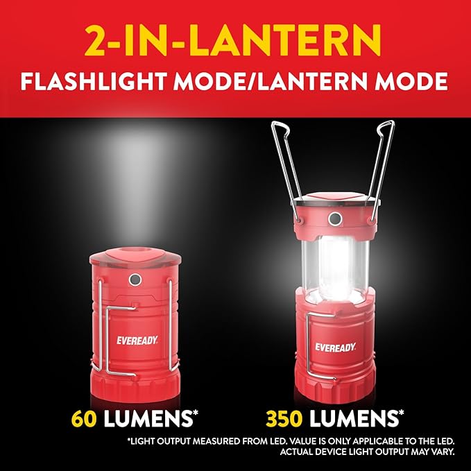 Eveready LED Camping Lantern 360 PRO (12-Pack), Super Bright Tent Lights, Rugged IPX4 Water Resistant LED Lanterns, 100 Hour Run-time (Batteries Included)