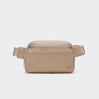 Pander Everywhere Belt Bag for Women, 5 Zipper Pockets Nylon Crossbody Fanny Pack Purse (Raw Linen).