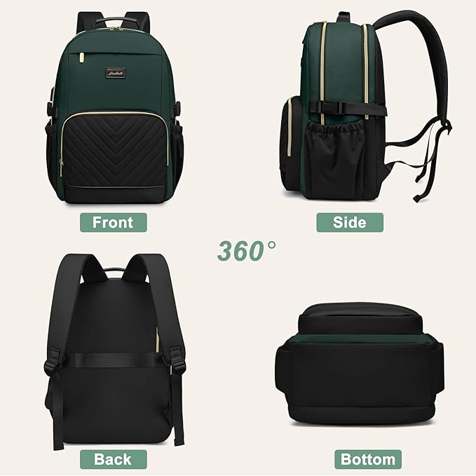 Focdod Laptop Backpack for Women Bookbag: 15.6 inch Work Backpacks with Pouch Pocket for Large Capacity Cup & USB Charger College Book Bag Travel Business Nurse Teacher Bookbags Anti-theft Back Pack
