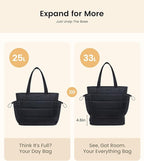 LOVEVOOK Tote Bag for Women with Giant Tumbler Holder Pocket, Puffer Work Travel Laptop Handbag with Zipper for Nurse Teacher