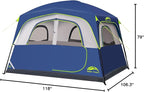 Happy Travel Tent 6 Person Tents for Camping, Waterproof Easy Setup Camping Tent with Rainfly, Portable Large Family Cabin Tent with 5 Large Mesh Windows and Carry Bag for Outdoor Camping & Hiking