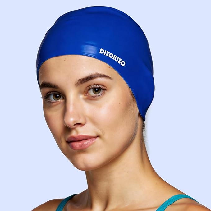 2pcs High Elasticity Silicone Swim Cap for Women and Men, Comfortable Non-Slip Swimming Caps for Long and Short Hair, Durable Waterproof Swim Hats for Adults, Keep Hair Dry