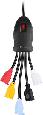 Cable Matters 5 Outlet Power Cord Splitter (Power Squid Outlet Multiplier) with Extra Long 10 Foot Cord and Color Coded Receptacles