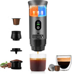 Upgraded 3 in1 Portable Espresso Machine with LED Display,20 Bar Pressure,Real-Time Temp&Battery Indicator,Portable Coffee Maker Compatible with Ground Coffee & Capsules, for Travel,Home