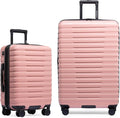 U.S. Traveler Boren Expandable Hardside Rugged Travel Luggage with 8 Spinner Wheels, Rose Pink, 2-Piece Set