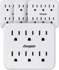 Energizer 4 Packs of 6 Device Multi Plug Wall Outlet Extender (6) AC Power Outlets Grounded Power Strip Expander Outlet Splitter Plug in Adapter, White, ENG-4PKTAP01