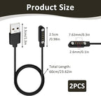 2-Pack Universal Magnetic Charger Cable for Smart Watch, 4-Pin 7.62mm Pin-Pitch Fast Charging Replacement Cord for Smartwatch, Fitness Tracker, Bone Conduction Headphones, Smart Glasses Accessories