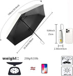 erised's bifrost Mini Travel Folding Umbrella with Carabiner Handle for Women Men Kids/Lightweight Portable Compact/Small Parasol/UV Protection/UPF50+/6Ribs/Sun Rain/Fits in Pocket Car Purse