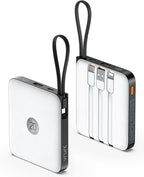 VRURC Battery Pack Charger Portable 10000mAh, 22.5W Power Bank Fast Charging with Built-in Cable, Cell Phone Power Bank for iPhone 17 16 15 & Early Series (White)