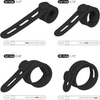 Donruby 24Pcs Silicone Cable Ties - Reusable & Washable with Locking Buckles, Adjustable Fastening Cable Management Straps, Multi-Purpose High Elasticity Cord Organizer (Black)