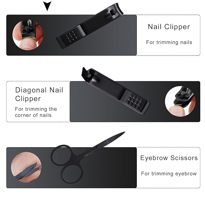 Nail Clipper & Grooming Set,10-Piece Manicure Set, Nail Care Kit with Travel Case, Ideal Christmas Gift or Stocking Filler Stuffers for Men & Women