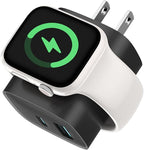 Charging Blocks for Smart Watch, 3-in-1 PD 20W USB C Charger Block with Built-in Wireless Watch Charging, Dual Ports Wall Charger Compatible with iPhone,AirPods,iWatch,Black