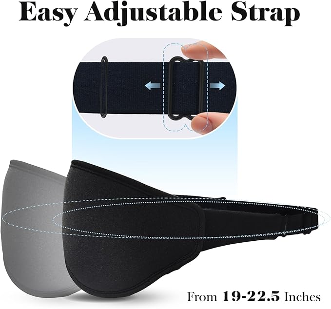 Fygrip 3D Eye Mask Sleep Mask for Men & Women, 100% Pressure-Free & Light Block-Out Eye Mask for Sleep with Easy Adjustable Strap, Night Eye Cover for Travel, Black