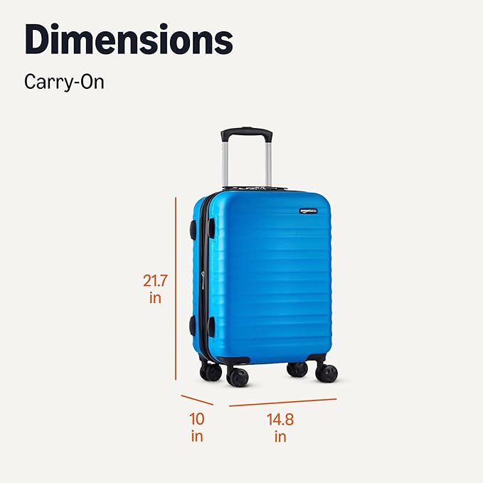 Amazon Basics 21" Hardside Carry-On Luggage with Expandable Space, Scratch-Resistant Surface, Telescoping Handle, Four Multi-directional Wheels, Light Blue