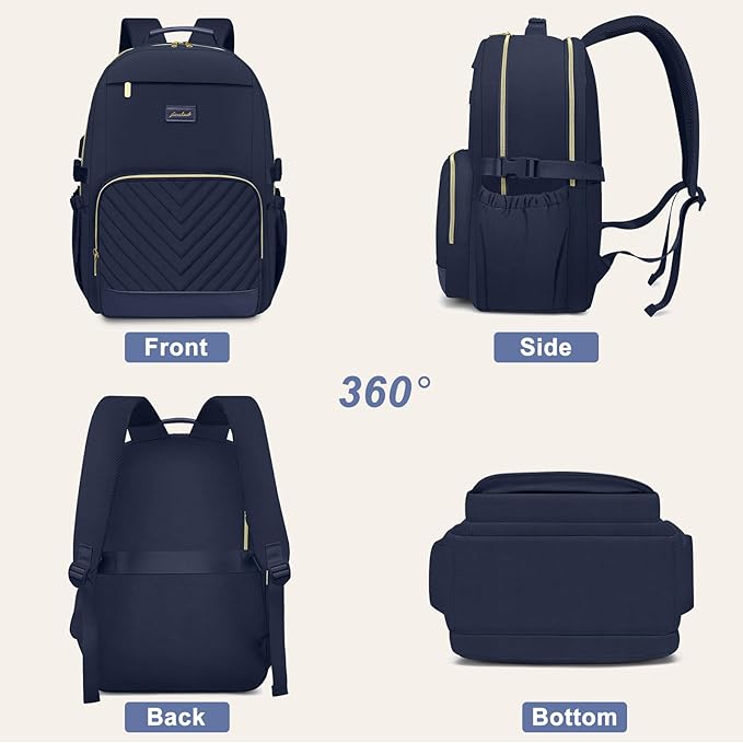 Focdod Laptop Backpack for Women Bookbag: 15.6 inch Work Backpacks with Pouch Pocket for Large Capacity Cup & USB Charger College Book Bag Travel Business Nurse Teacher Bookbags Anti-theft Back Pack