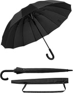Premium Windproof Umbrella Classic J stick Handle with Easy Grip - Auto Open, Rainproof and Durable Canopy Design Perfect for Rainy Days Sunshad