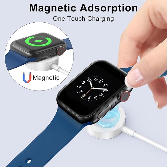 2Pack Short for Apple Watch Charger USB Magnetic Wireless Fast iWatch Charger Portable for Car Compatible with iWatch Ultra/Series 11/10/9/8/7/6/SE/SE2/5/4/3/2/1-[0.3m/1ft]