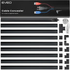 Cord Covers for Wires on Wall - 150in Cable Management Cable Hider - Cord Hiders for TV On Wall - Paintable Cable Concealer - Wire Covers for Cords - 10X (L16 x W0.95 x H0.5) - Medium | Black