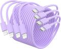 Essri USB C to Lightning Cable 6FT 4Pack, iPhone Charger Cord 6 Foot, Type C to Lightning Cable Fast Charging for iPhone 14/14 Pro 13/13 Pro/12/11 (Purple) - Adapts to C-Port Chargers