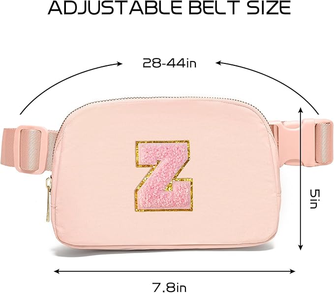 Gitus 6 7 8 9 10 Year Old Girl Gifts Belt Bag Fanny Pack Crossbody Bags with Initial Letter Patch Things for Teen Girls Easter Gifts for Girls Travel Essentials（Coral Pink-Z）