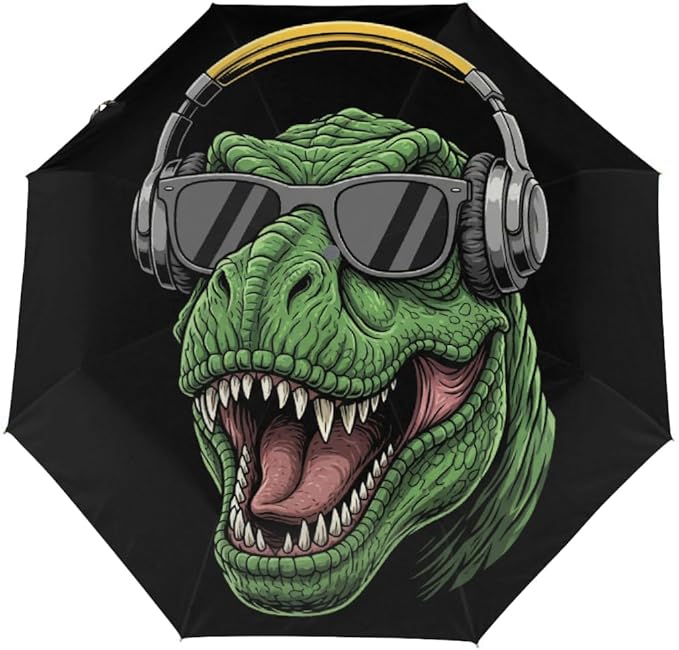 Travel Umbrella for Rain - Dinosaur Tyrannosaurus Rex Windproof Compact Small Automatic Reverse Fold Umbrellas for Women Kids, Auto Open Close Cute Umbrella for Commute, Backpack, Car