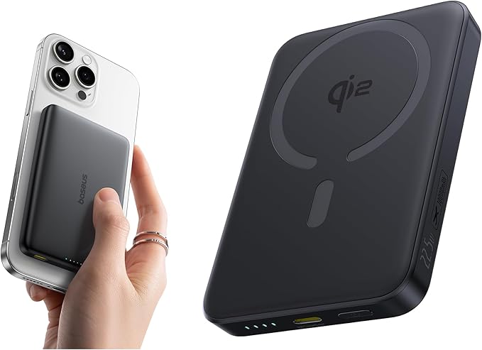 Baseus 0.5" Ultra Slim Qi2 Certified 15W Wireless Power Bank&Baseus Qi2 Certified 15W Wireless Magnetic Power Bank 10000mAh with USB-C Cable