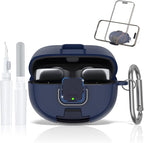 for Bose Ultra Open Earbuds Case with Secure Lock & Phone Stand, Soft TPU Shockproof Protective Clear Case for Bose Open Ear Earbuds Accessories with Cleaning Pen & Keychain (Dark Blue)