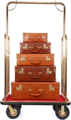 Generic Hotel Luggage Cart Wagon 39Lx19Wx68H Inch Lobby Trolley Luggage Carts Up to 881LBS 8-inch Silent Rubber Casters Carpet Deck Bumper Rails for Commercial Use Condos Resorts