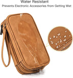 CAAORDKSO Travel Cable Organizer Pouch Electronic Accessories Carry Case Water Resistant Accessories Organizer Pouch Bag for Cable, Cord, Charger, USB, Phone, Power Bank, Earphone (Brown, Medium)